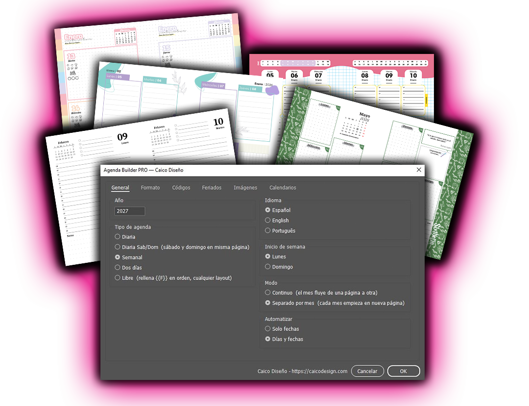 Agenda Builder PRO: script para Adobe InDesign que genera agendas automáticas — Caico Diseño